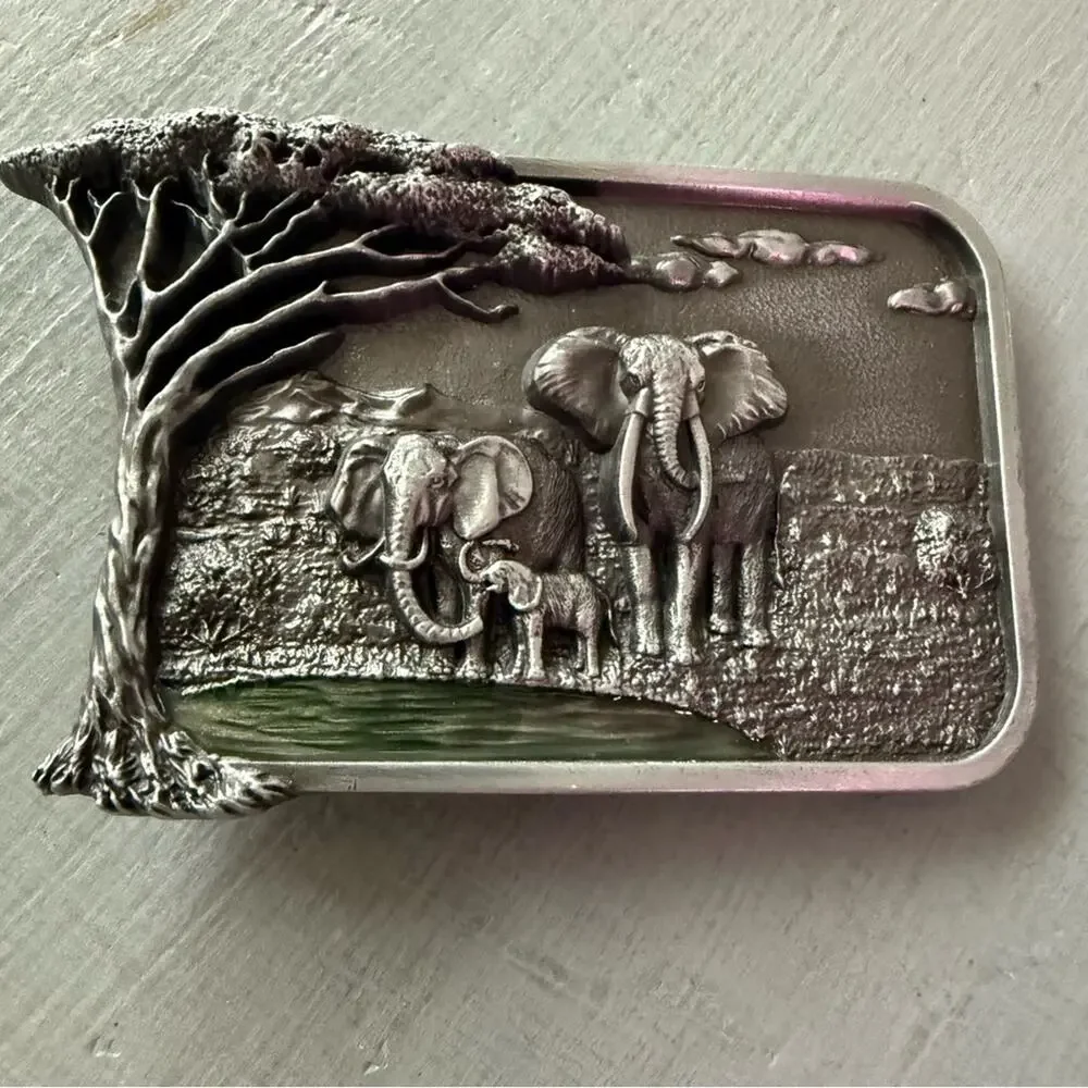 Jean's Friend Elephants VINTAGE Belt Buckle